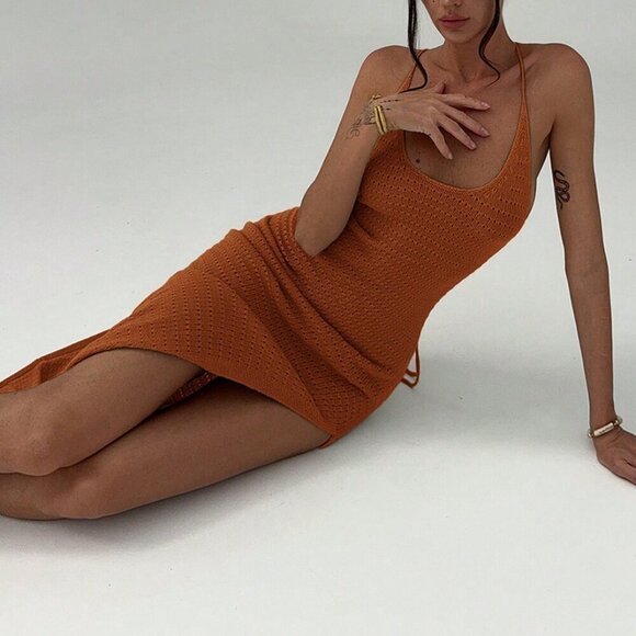 Redwood Sexy Women's Slouchy Backless Sleeveless Crochet Maxi Dress - Picture 4 of 7